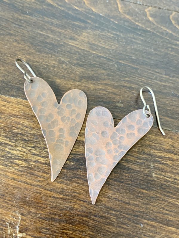 copper hammered heart earrings scaled