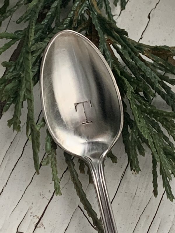 Vintage silver personalized spoon scaled