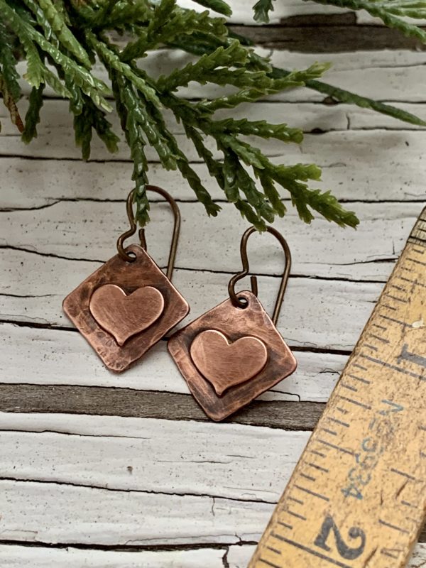 layered copper heart earrings scaled