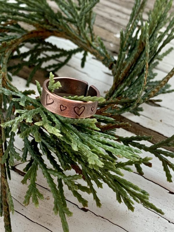 Copper heart ring