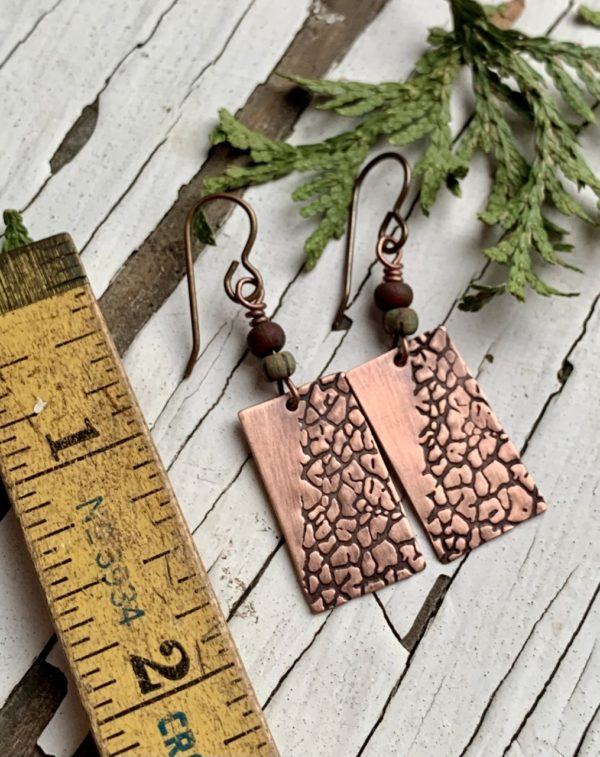 Rustic copper earth earrings 2
