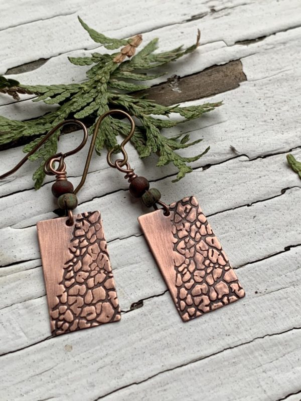Rustic copper earth earrings