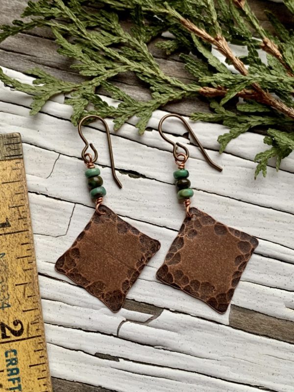 rustic copper and turquoise earrings 2