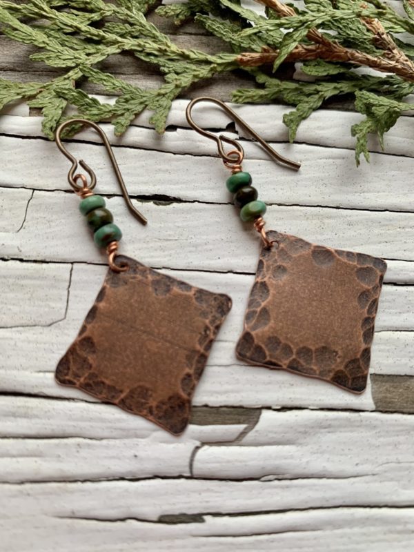 rustic copper and turquoise earrings