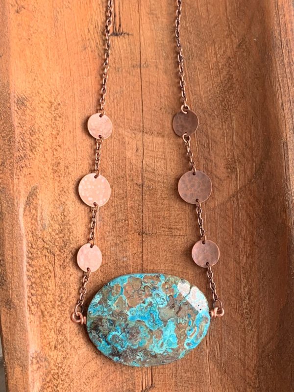 Copper and mushroon agate slab necklace 2