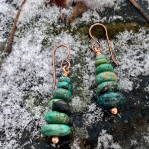 copper and turquoise cairn earrings