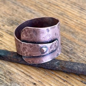 copper riveted ring blue