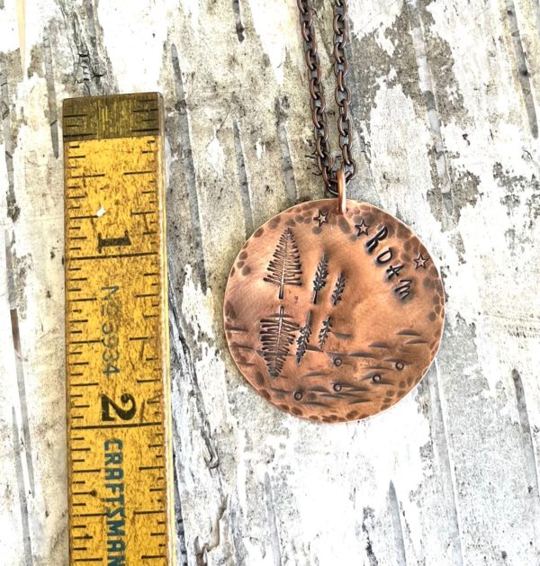 copper roam scene necklace size