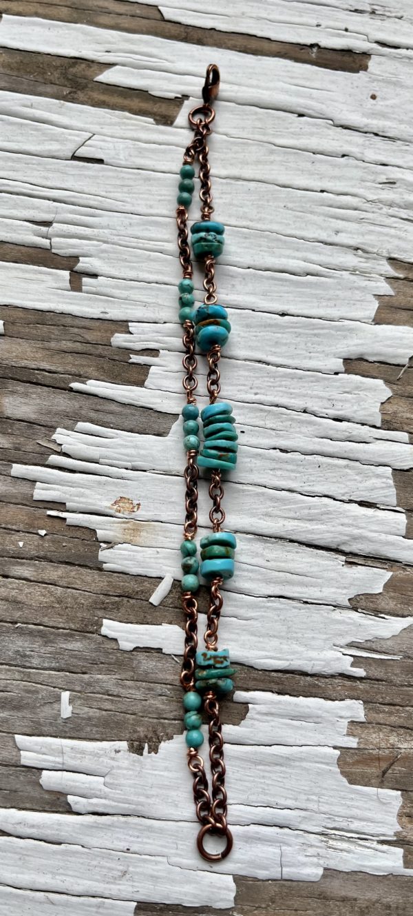 copper and turquoise 2 strand bracelet scaled