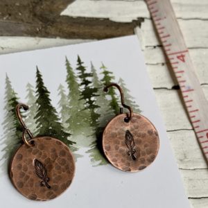 copper textured feather earrings 1