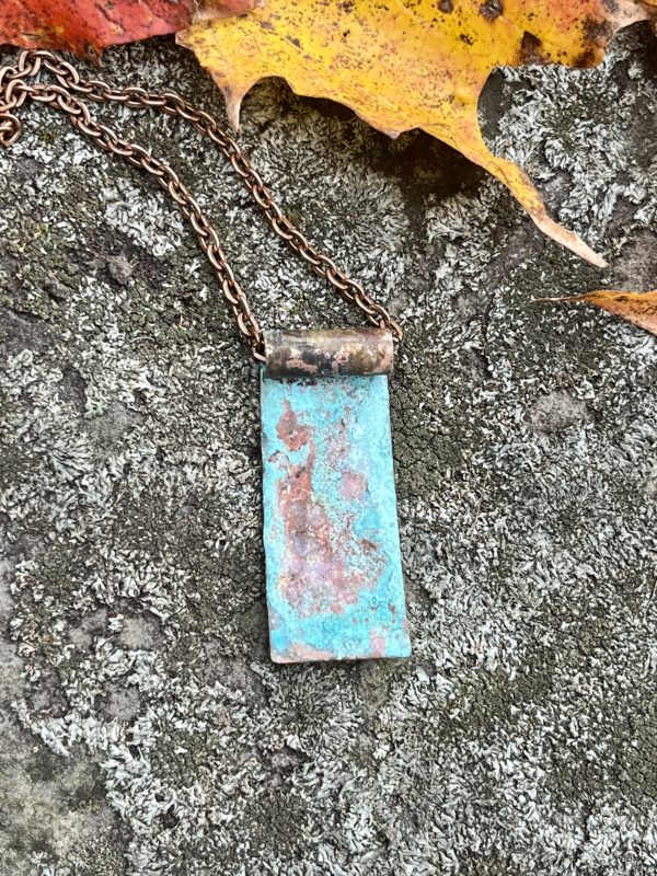 turquoise blue patinaed copper necklace 2 scaled