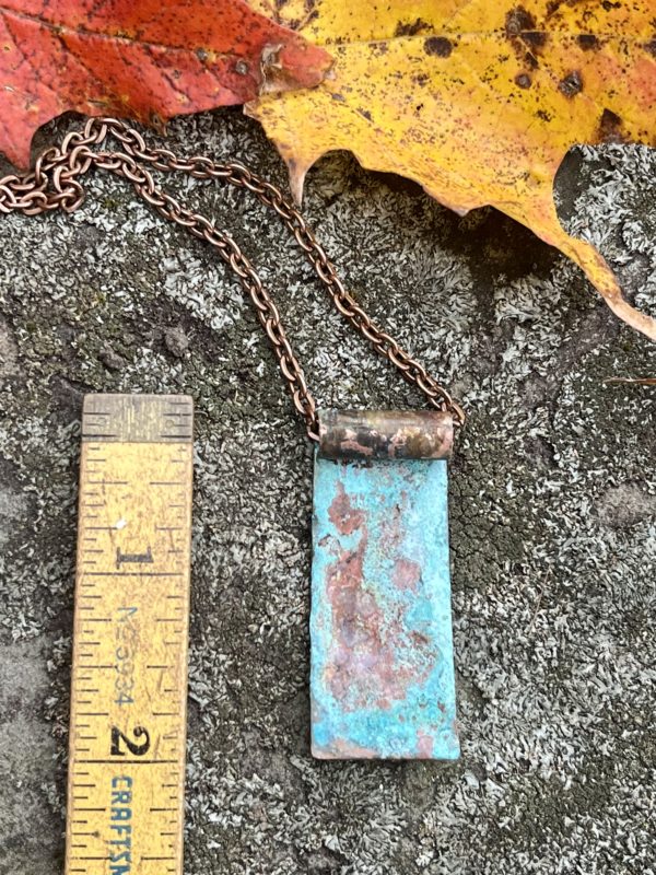 turquoise blue patinaed copper necklace size scaled